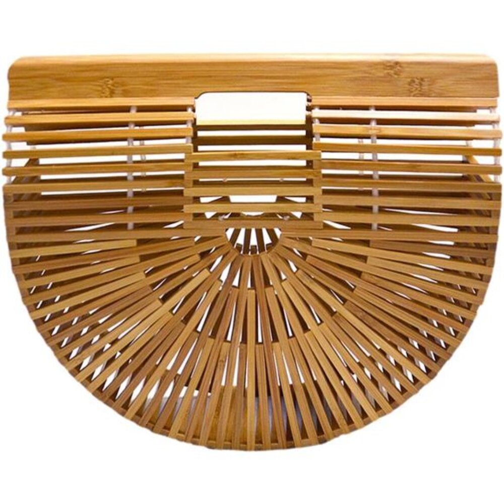 Womens Bamboo Handbag Handmade Large Tote Bag Straw Beach Bags Beach Purse